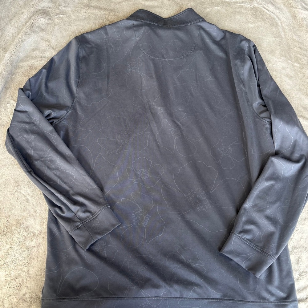 Swannies Mens XL Grey Floral Quarter Zip Golf Pullover Long Sleeve Stretch - Picture 5 of 5